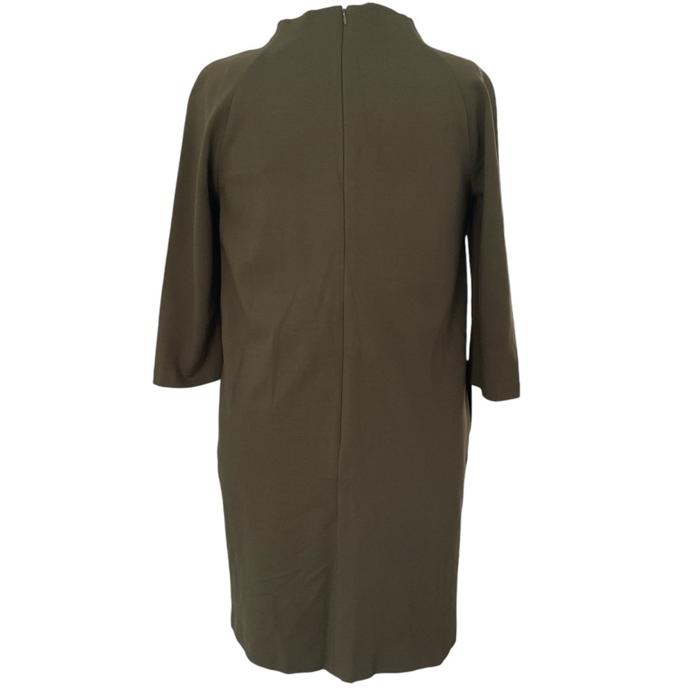 Preston & York army green stretch 3/4 sleeve Sheath dress lined high neck Sz: 6 - Picture 3 of 9
